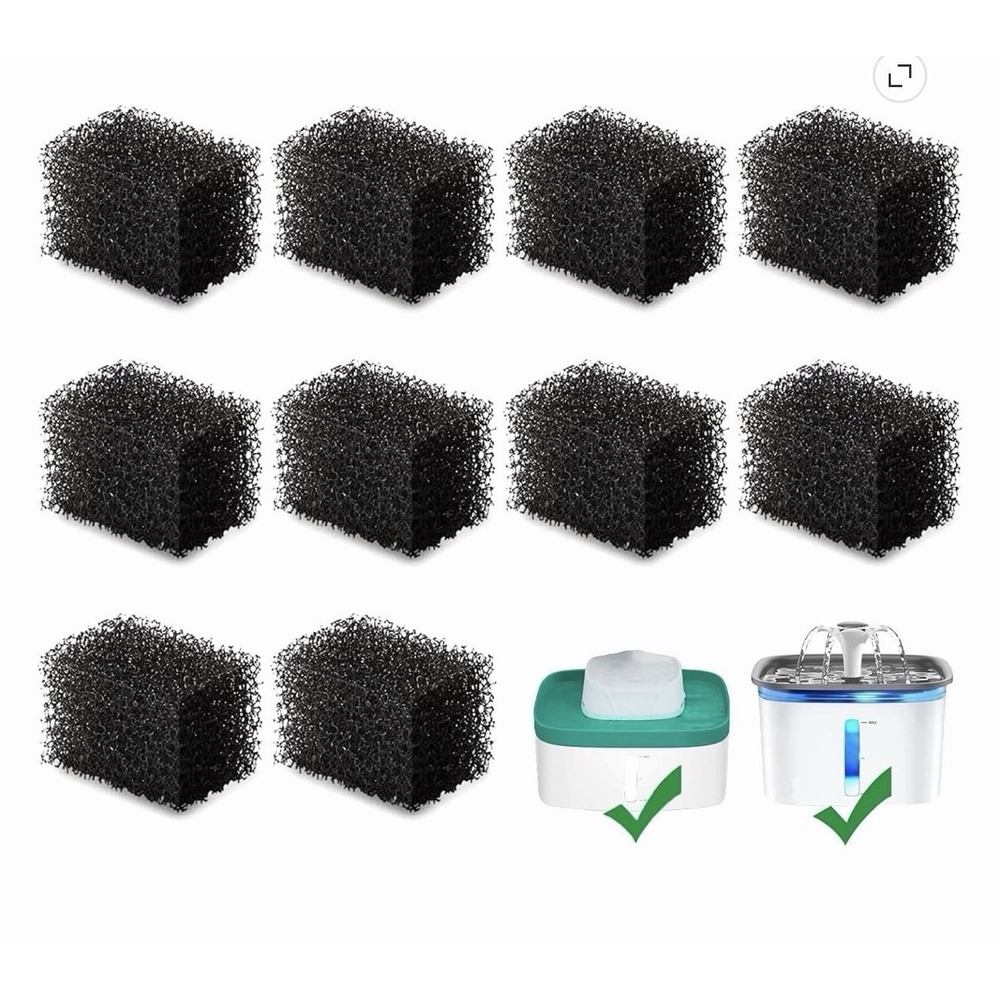 8 Pack Cat Water Fountain Foam Filter, Black Replacement Cat Fountain Sponge